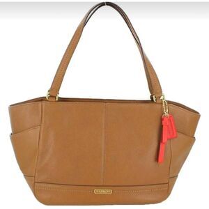 COACH Carrie Brown Leather Shoulder Bag Tote
